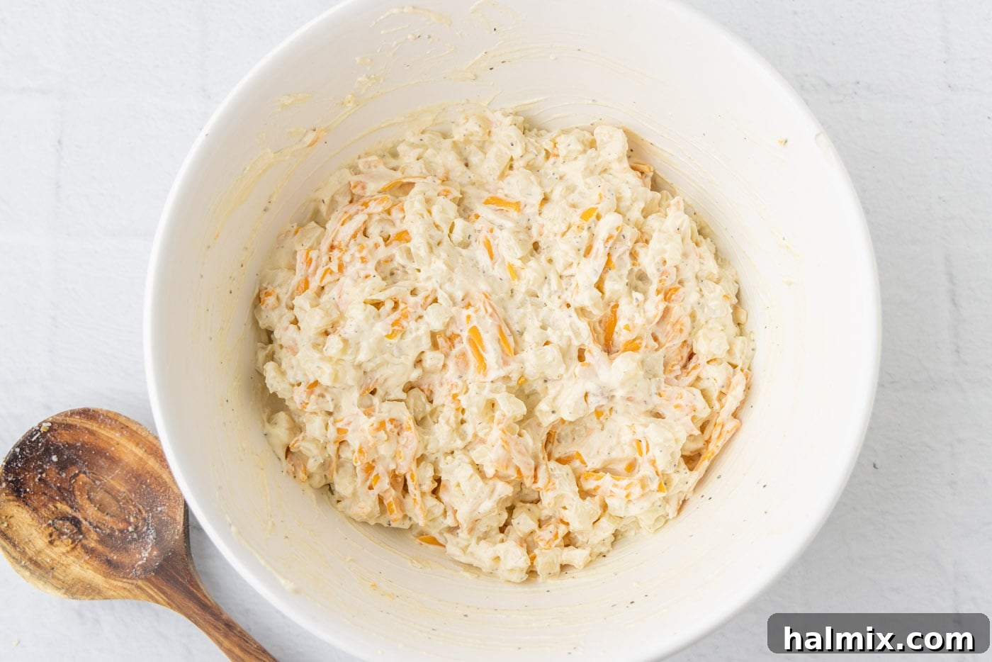 Comfort Potato Bake 11 funeral potato mixture in a bowl