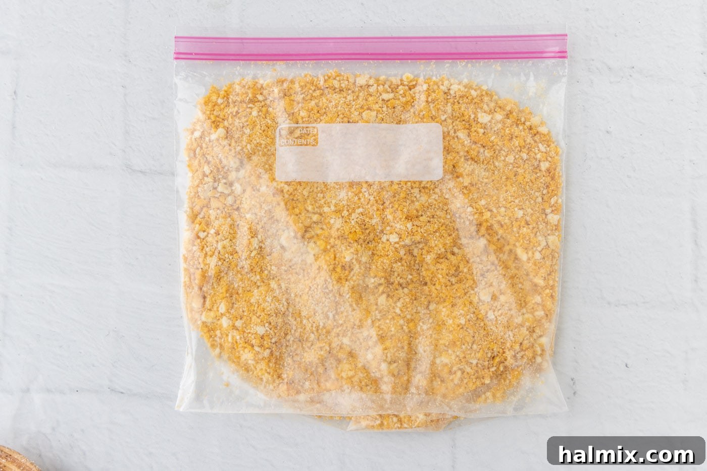 Comfort Potato Bake 13 ritz crackers and cornflake crushed in a ziplock bag