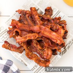 Plate of crispy oven-baked bacon