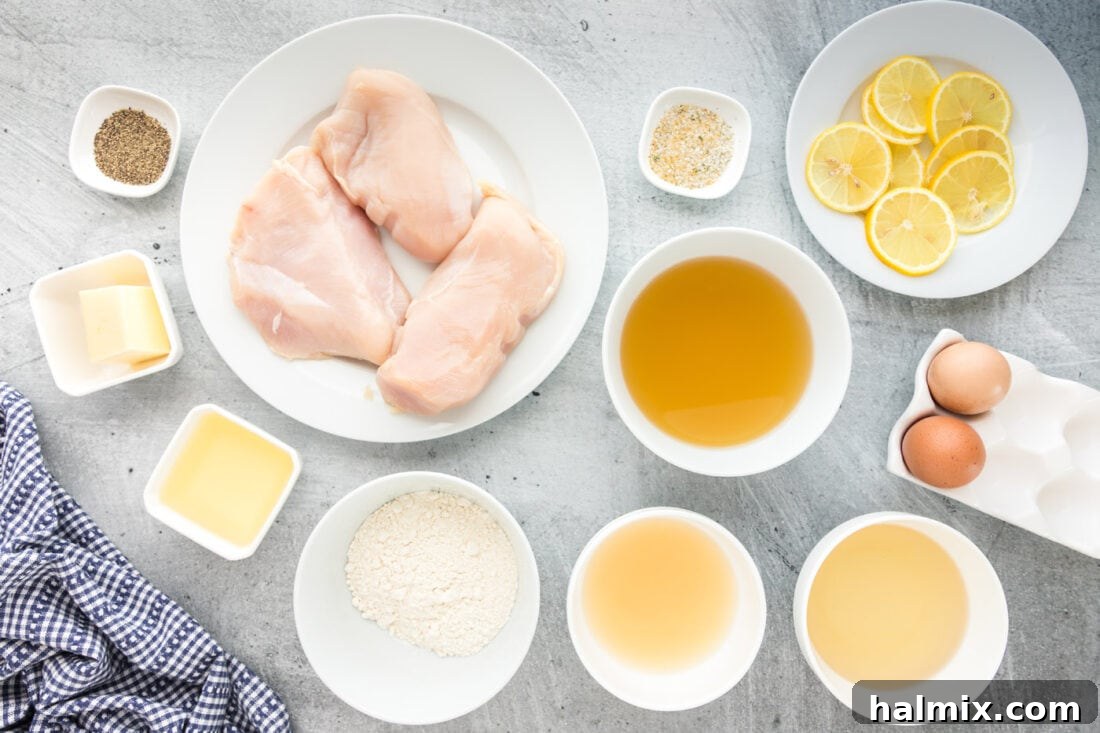 Fresh Ingredients for Chicken Francese Fresh ingredients laid out for preparing Chicken Francese