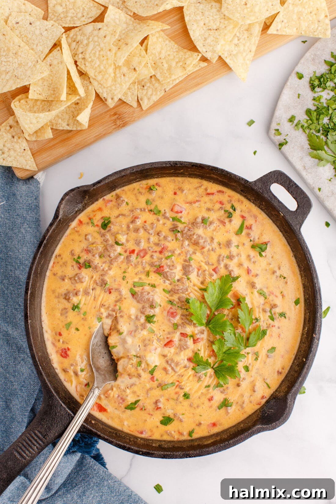 an of Rotel Dip with spoon