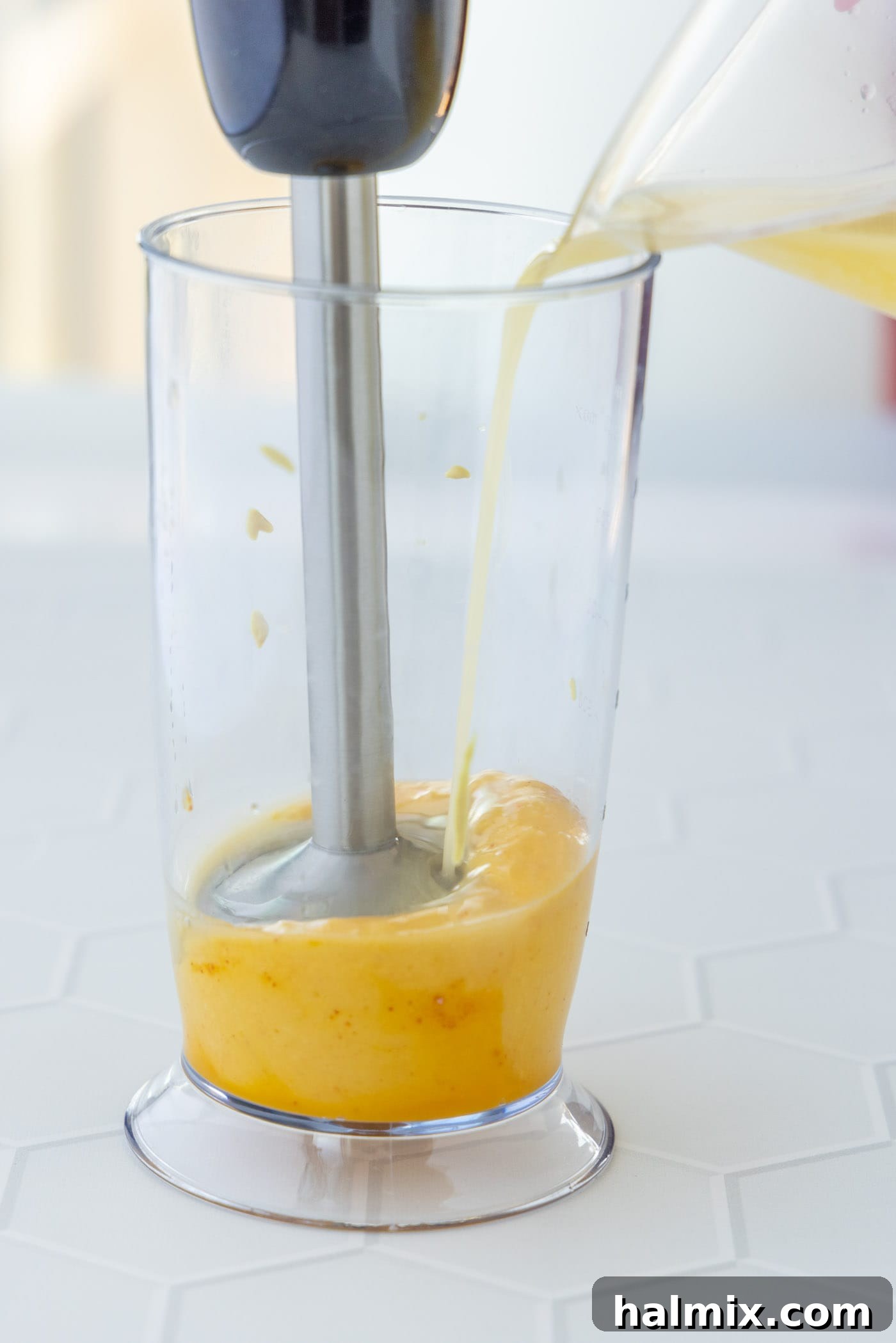 Velvety Hollandaise Sauce 6 blitzing hollandaise sauce in immersion blender
