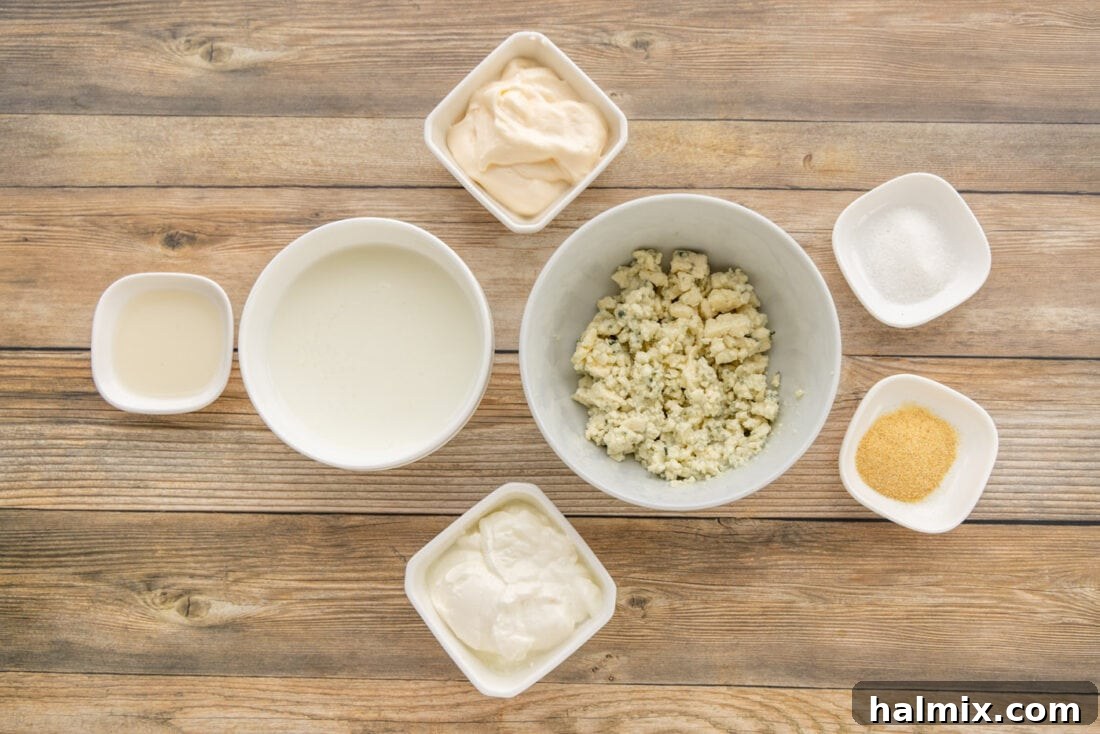 ingredients for Blue Cheese Dressing