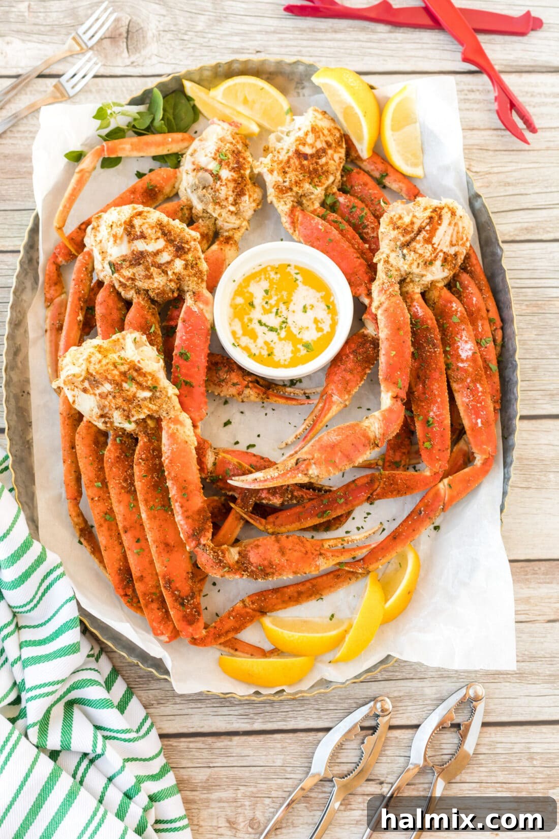 platter of Snow Crab Legs ready to be enjoyed