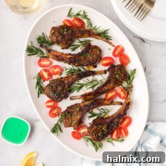 Baked Lamb Chops on an oval platter