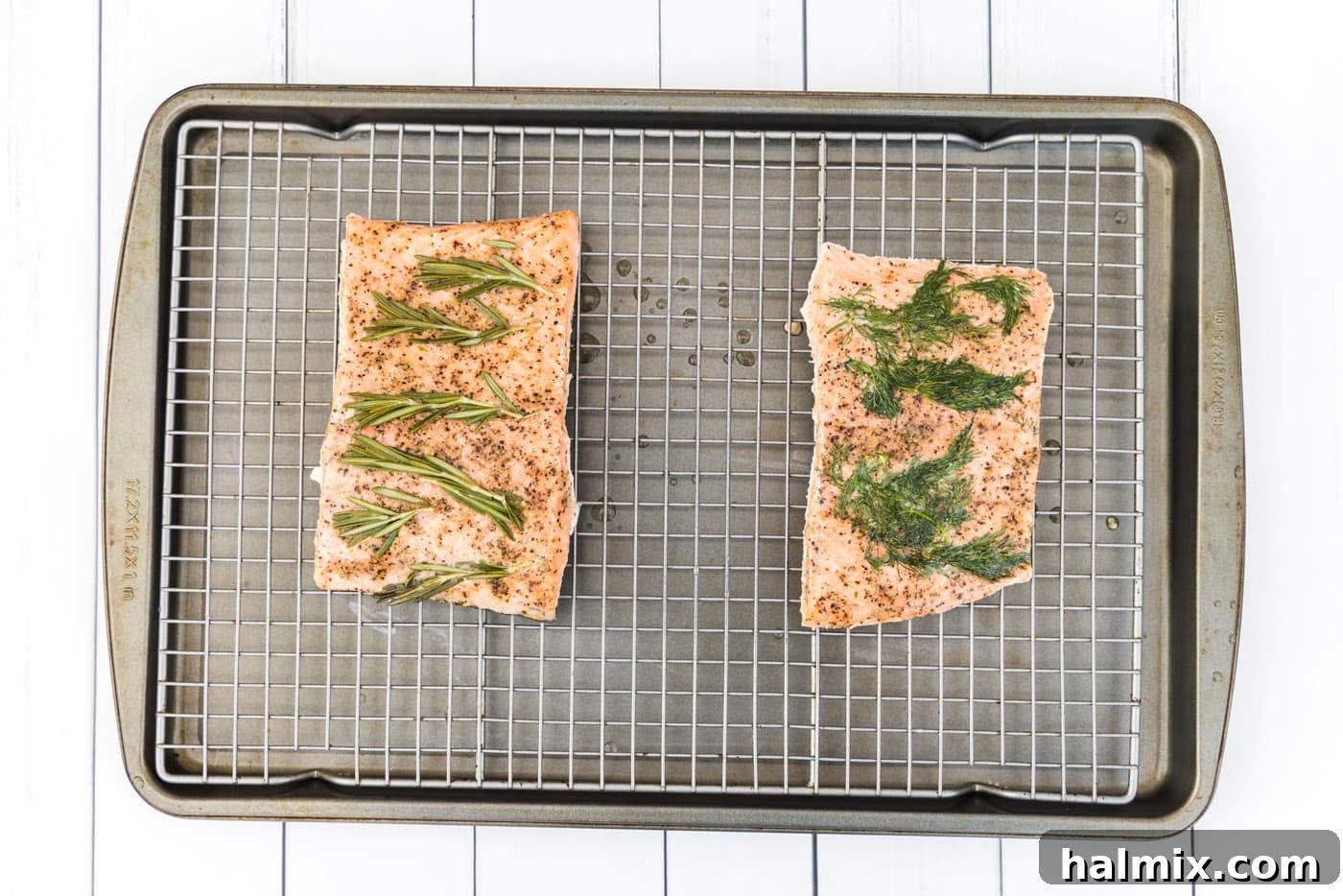 sous vide salmon on wire cooling rack