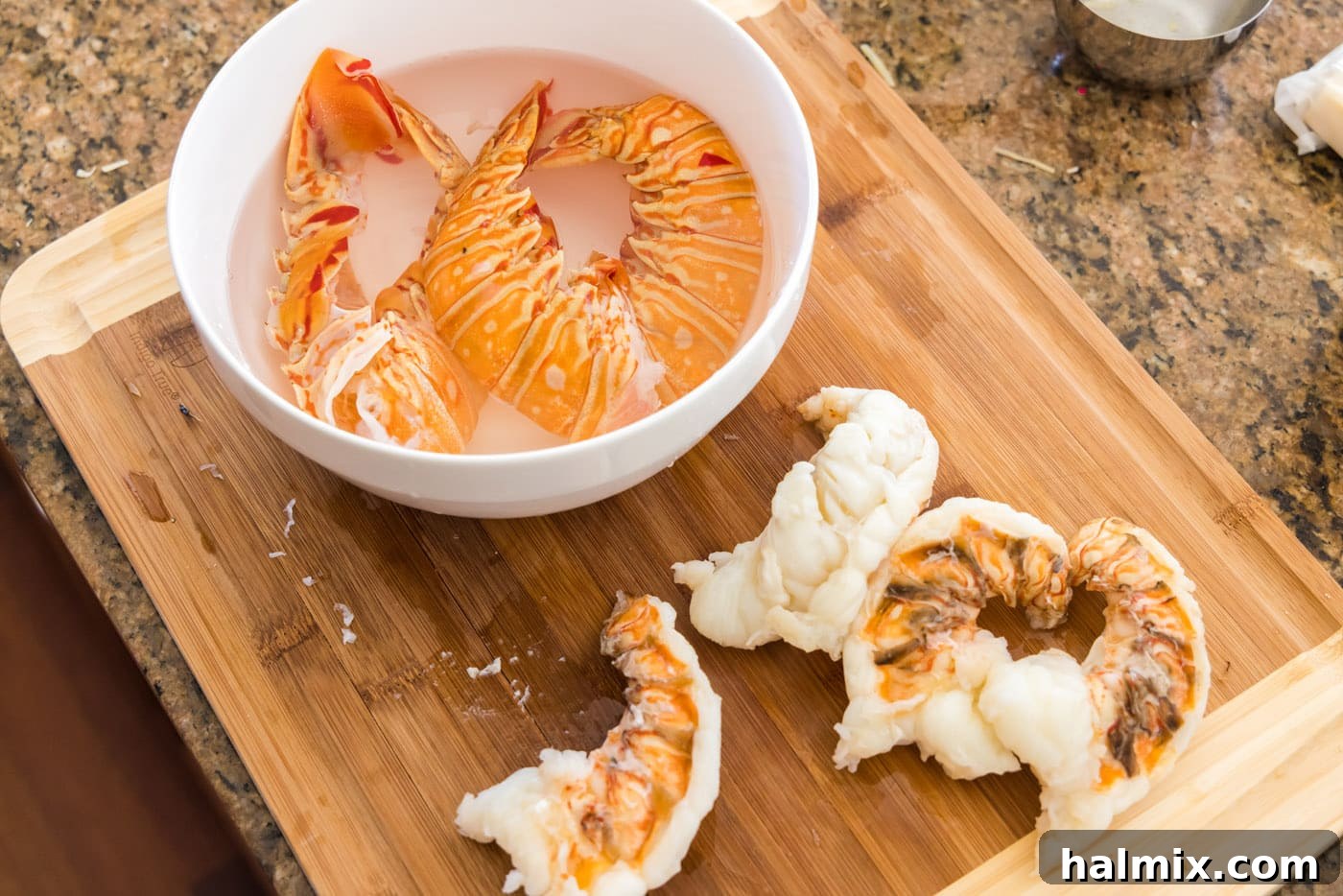 Golden Lobster Indulgence 7 removing meat from lobster tails