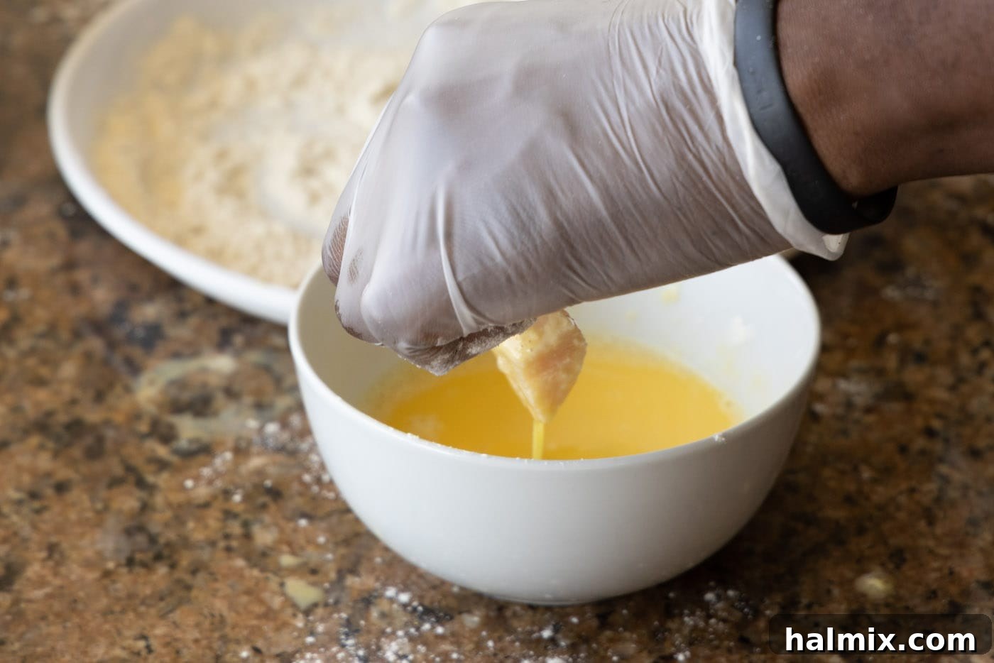 dredging chicken in egg