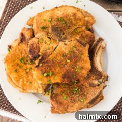 Overhead photo of Instant Pot Pork Chops
