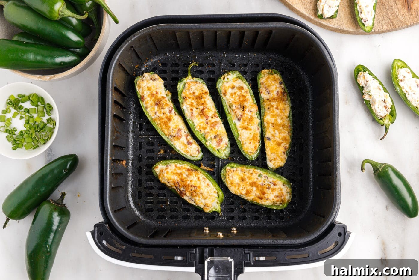 cooked jalapeno poppers in the air fryer