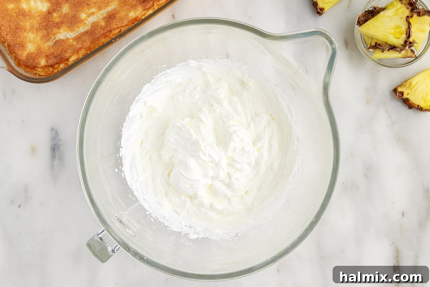 homemade whipped cream whipped in a bowl