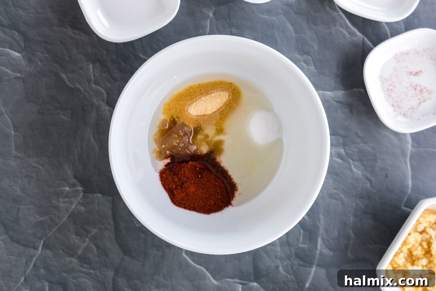 Ingredients for the lamb chop rub mixed in a bowl