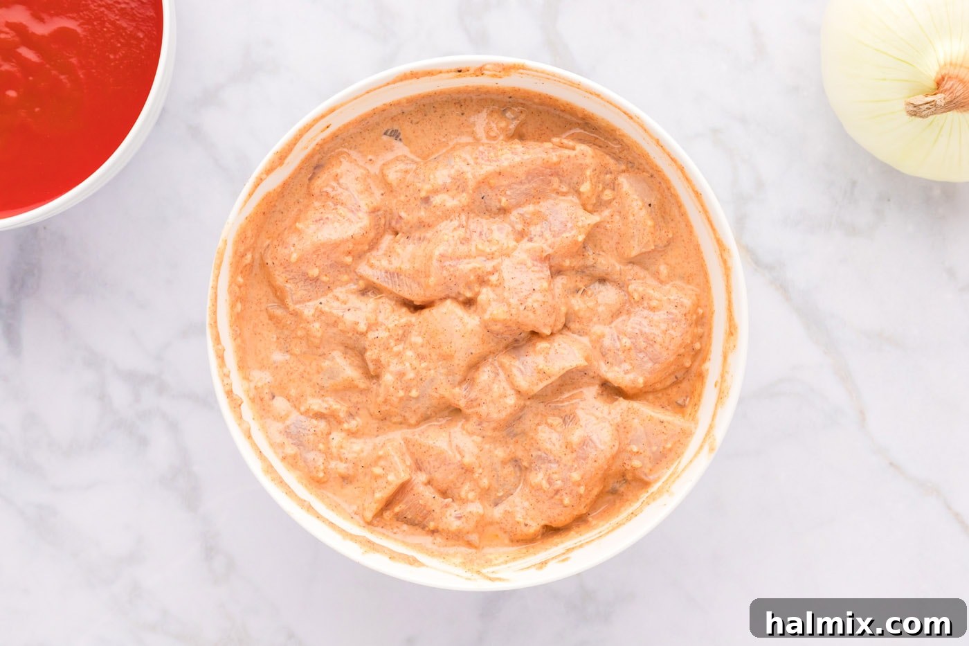 chicken tikka marinating