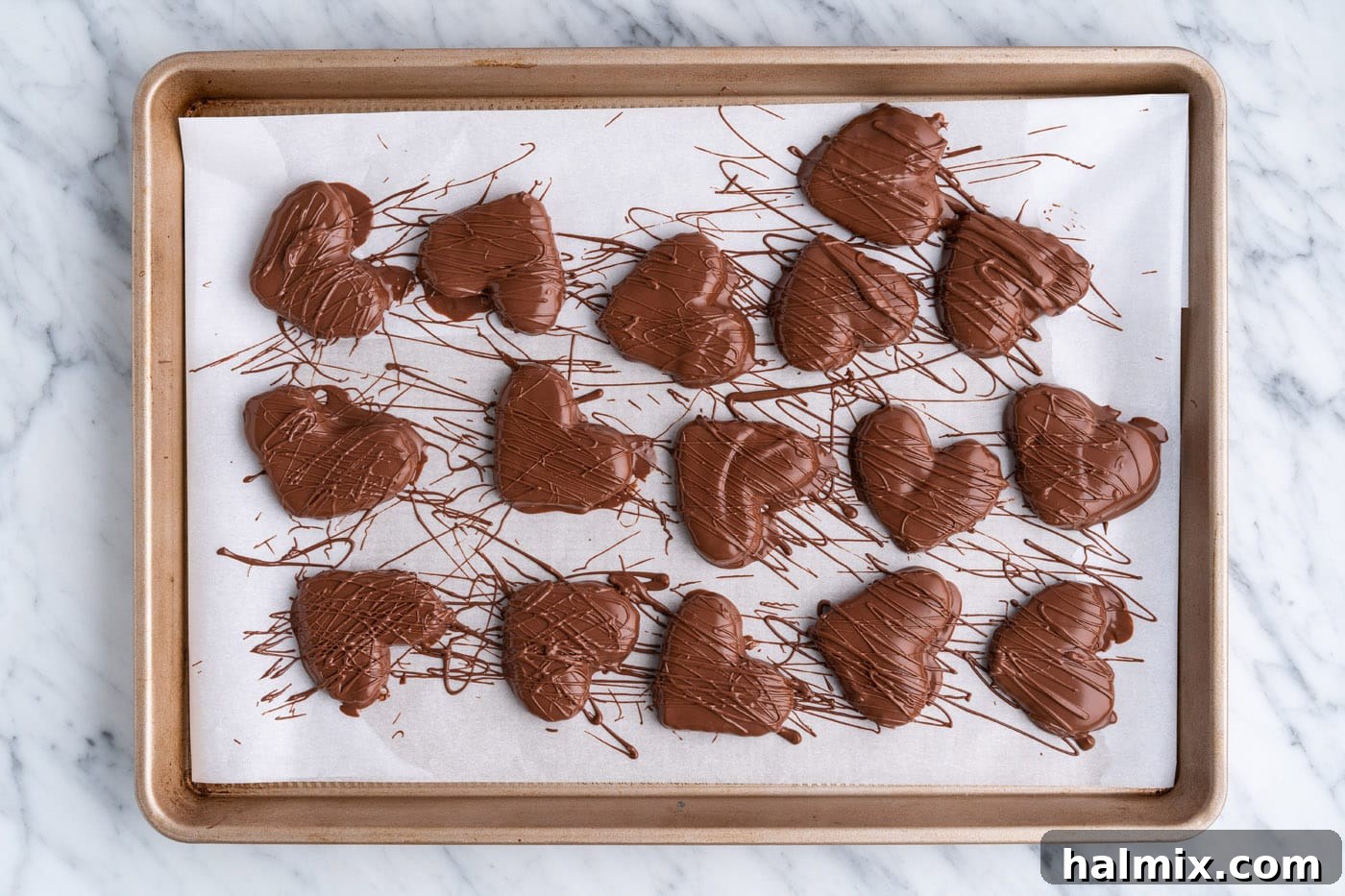 Sweetheart Chocolate Peanut Butter Treats 16 chocolate peanut butter hearts drizzled with extra chocolate