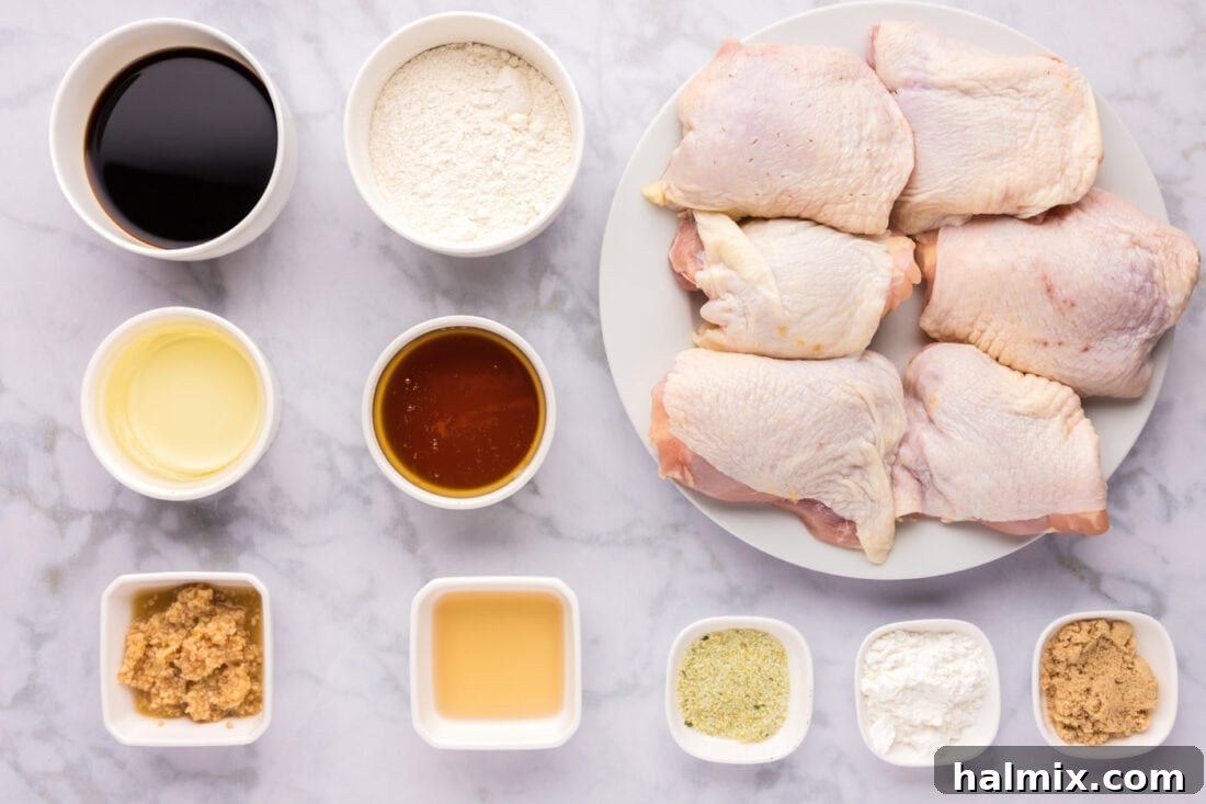 Ingredients for Honey Garlic Chicken