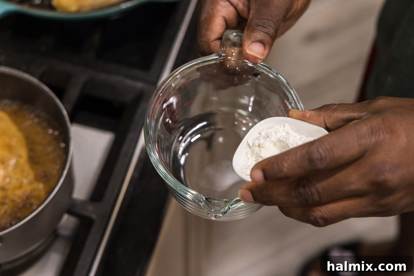 adding cornstarch to water
