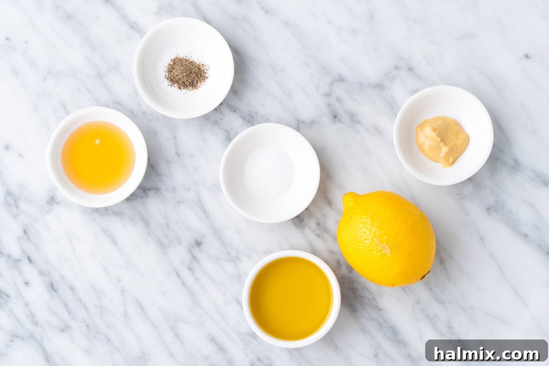 Ingredients for the fresh lemon dressing