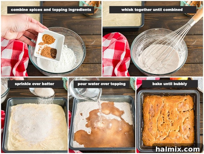 Final step photos showing the Apple Cranberry Crisp just out of the oven, with a golden brown topping and bubbling fruit.