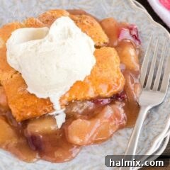 apple cranberry crisp with vanilla ice cream