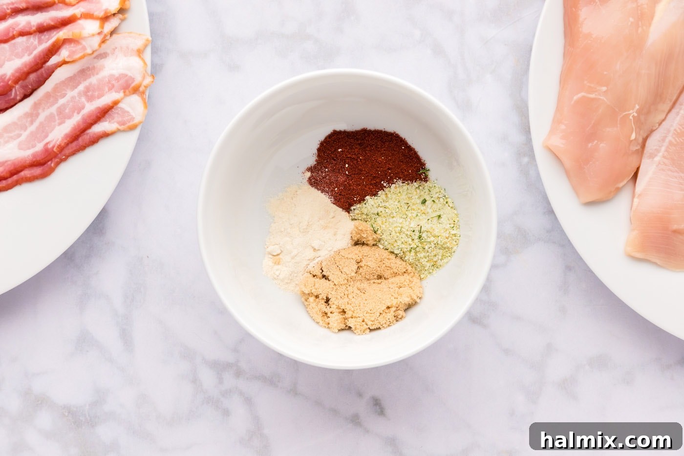 Crispy Bacon Chicken Bundles 5 chicken seasoning mix in a bowl