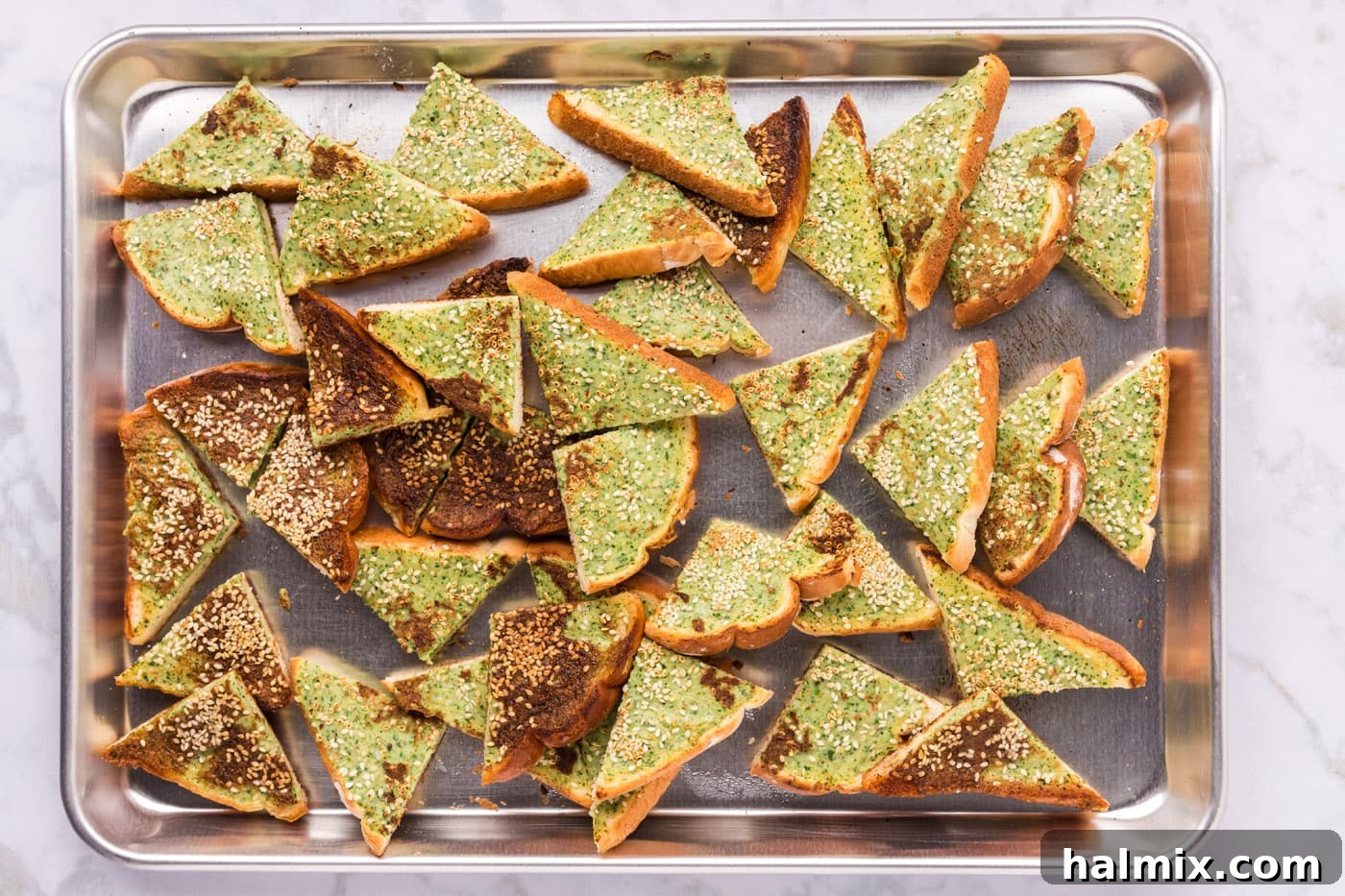 Crispy Golden Shrimp Toast 11 Crispy sliced shrimp toast appetizer arranged for serving