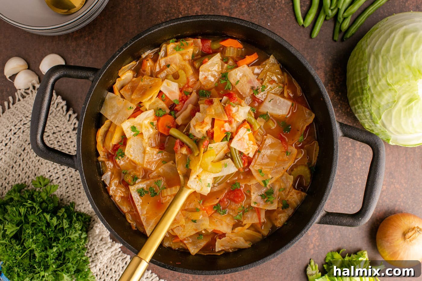 spoon in cabbage soup