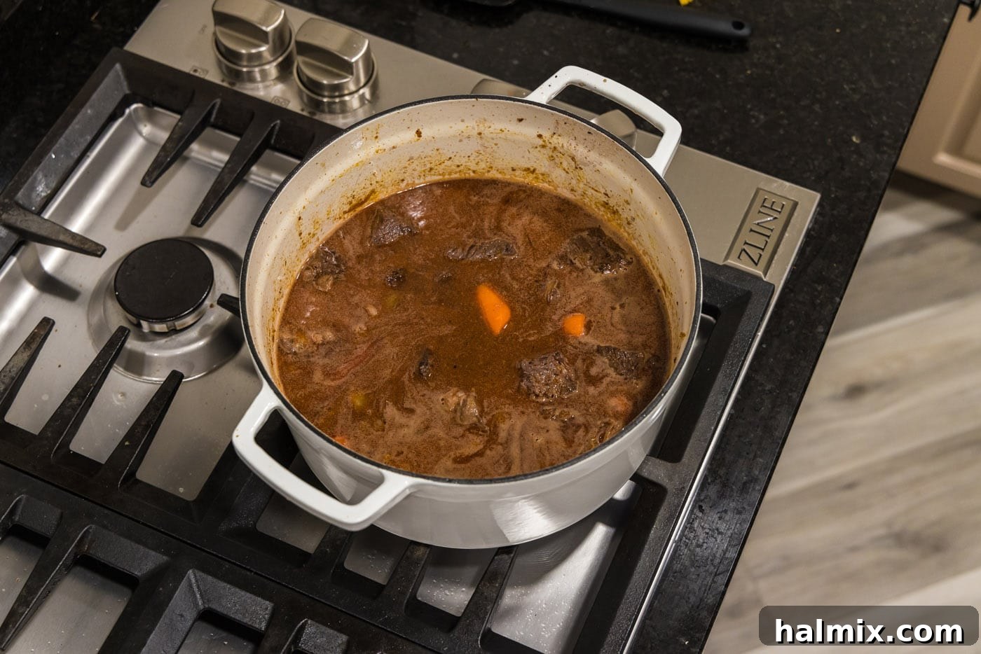 mixed braised beef in dutch oven