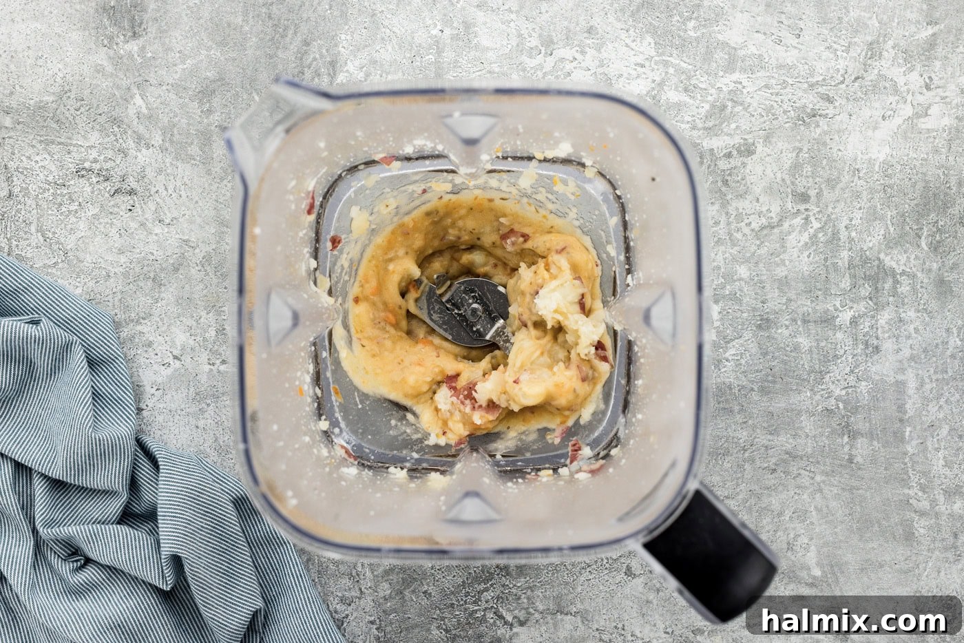 blitzed potato mixture in a blender