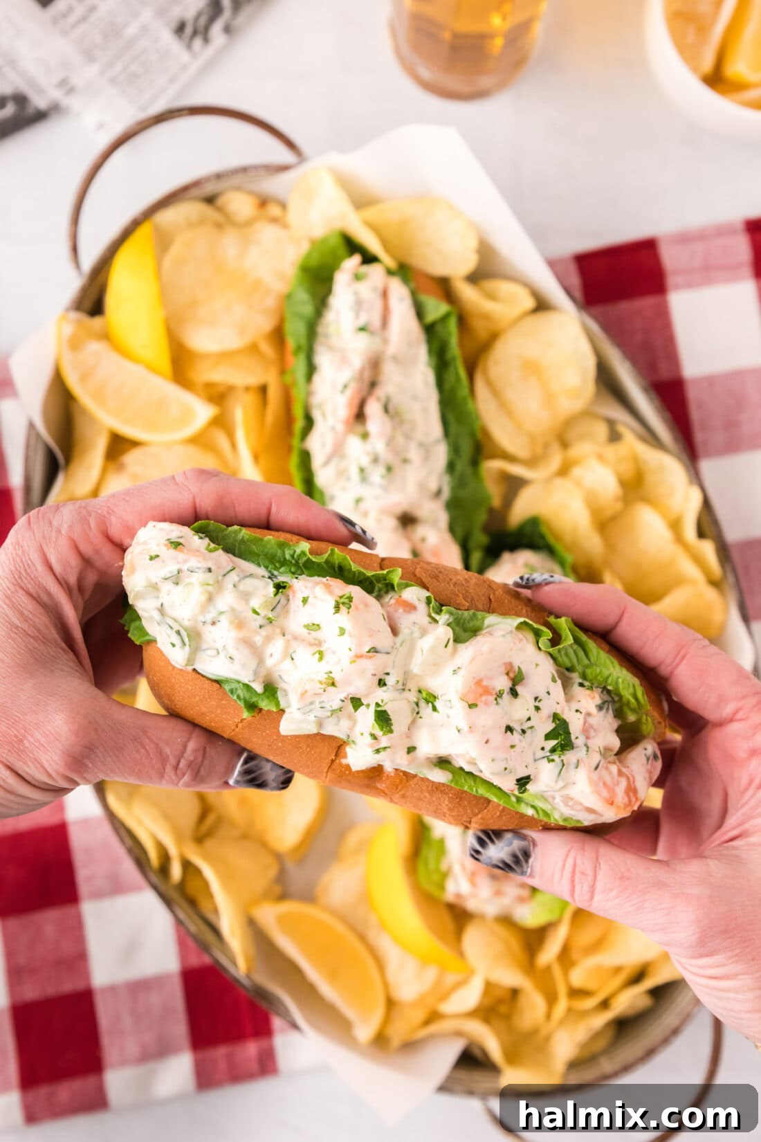 Shrimp Roll held by two hands