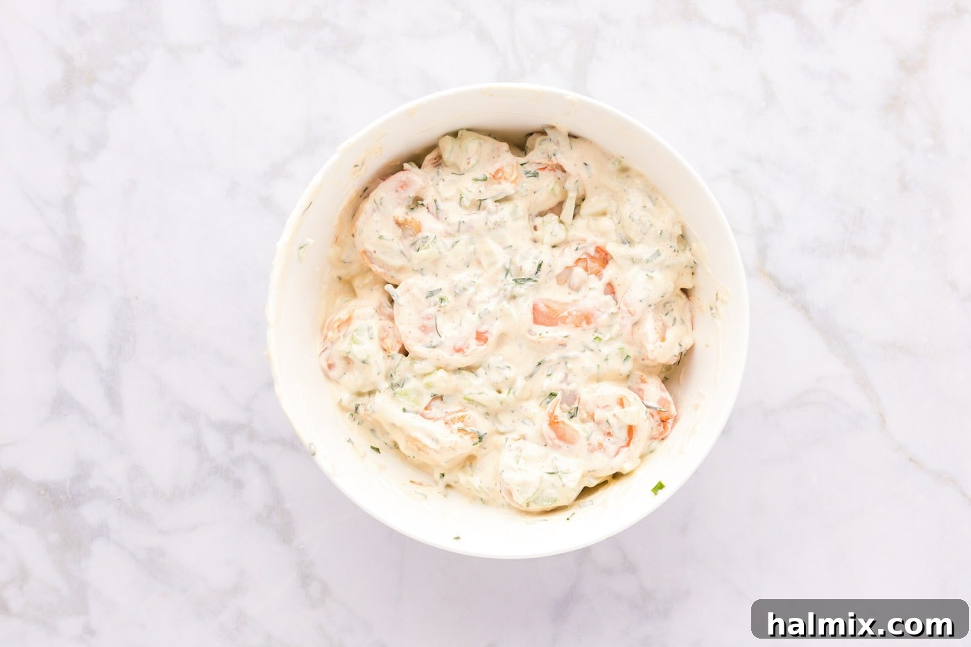 shrimp roll mixture in a bowl