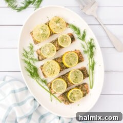 Overhead photo of a platter of Dill Salmon
