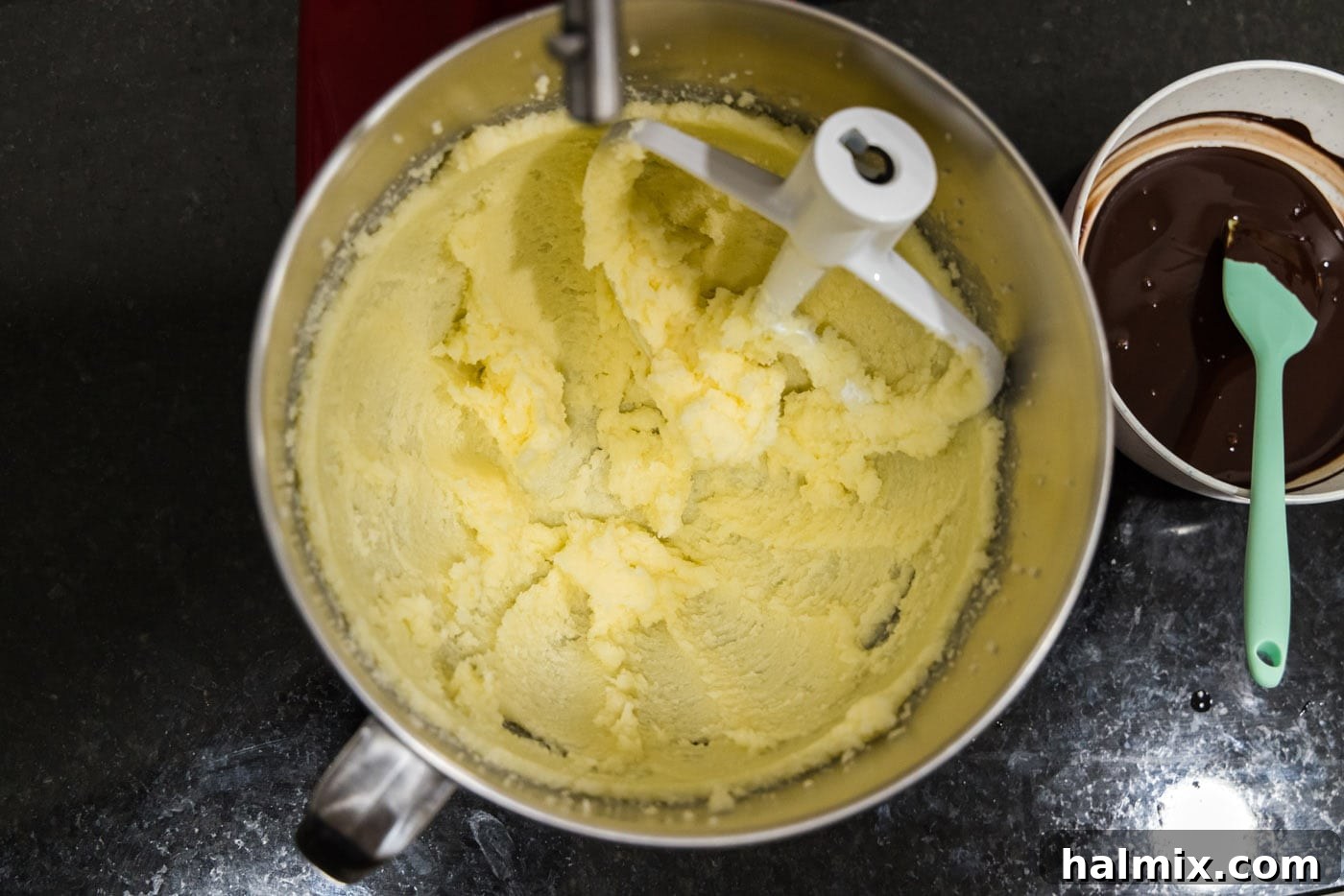Decadent Mini French Silk Treats 17 butter and sugar mixture beaten in a bowl until fluffy and light