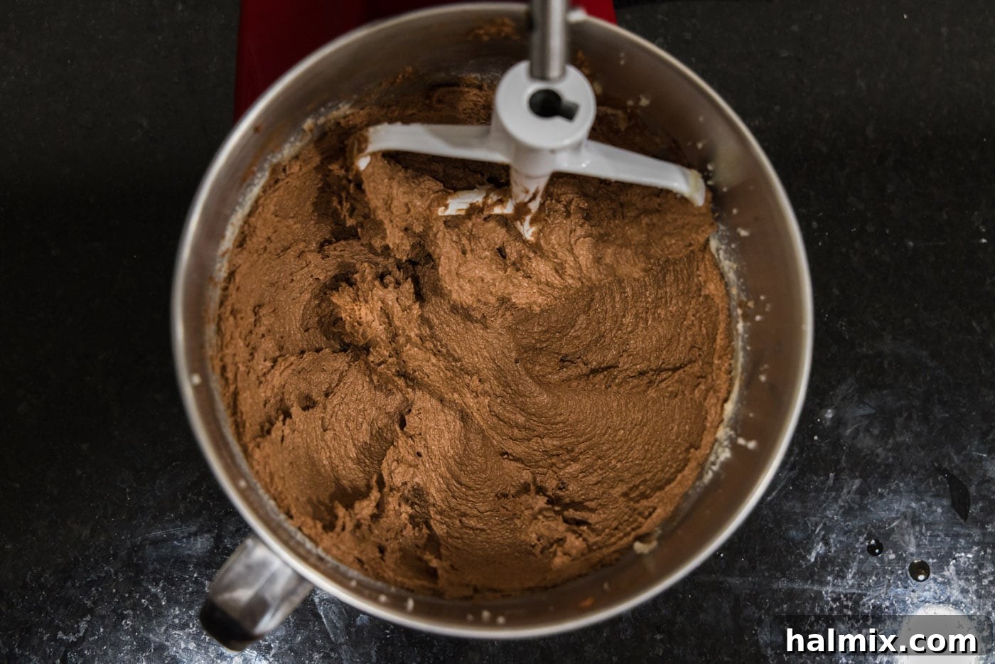 Decadent Mini French Silk Treats 20 french silk filling in a mixer bowl