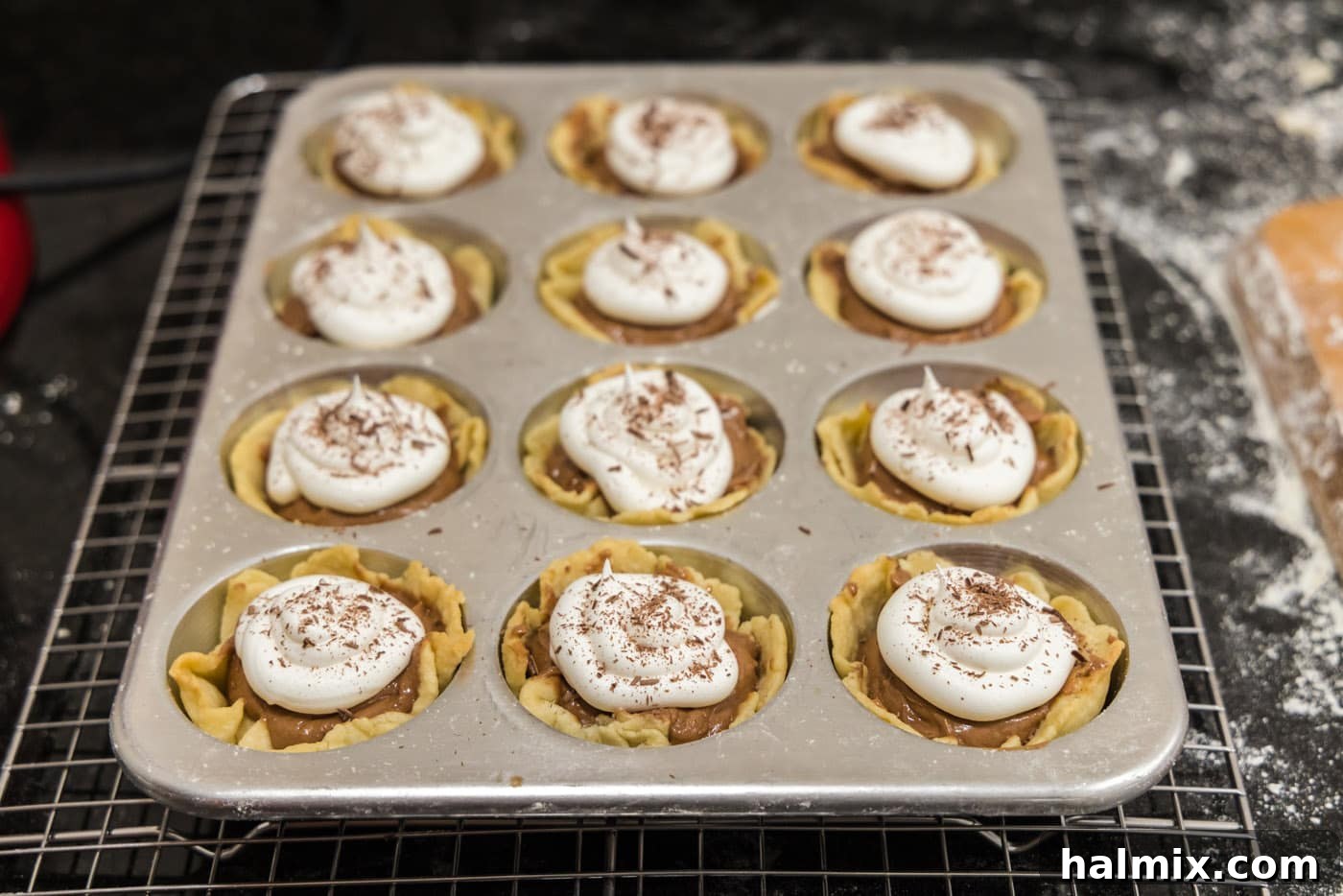 Decadent Mini French Silk Treats 29 Mini French Silk Pies chilling in the refrigerator