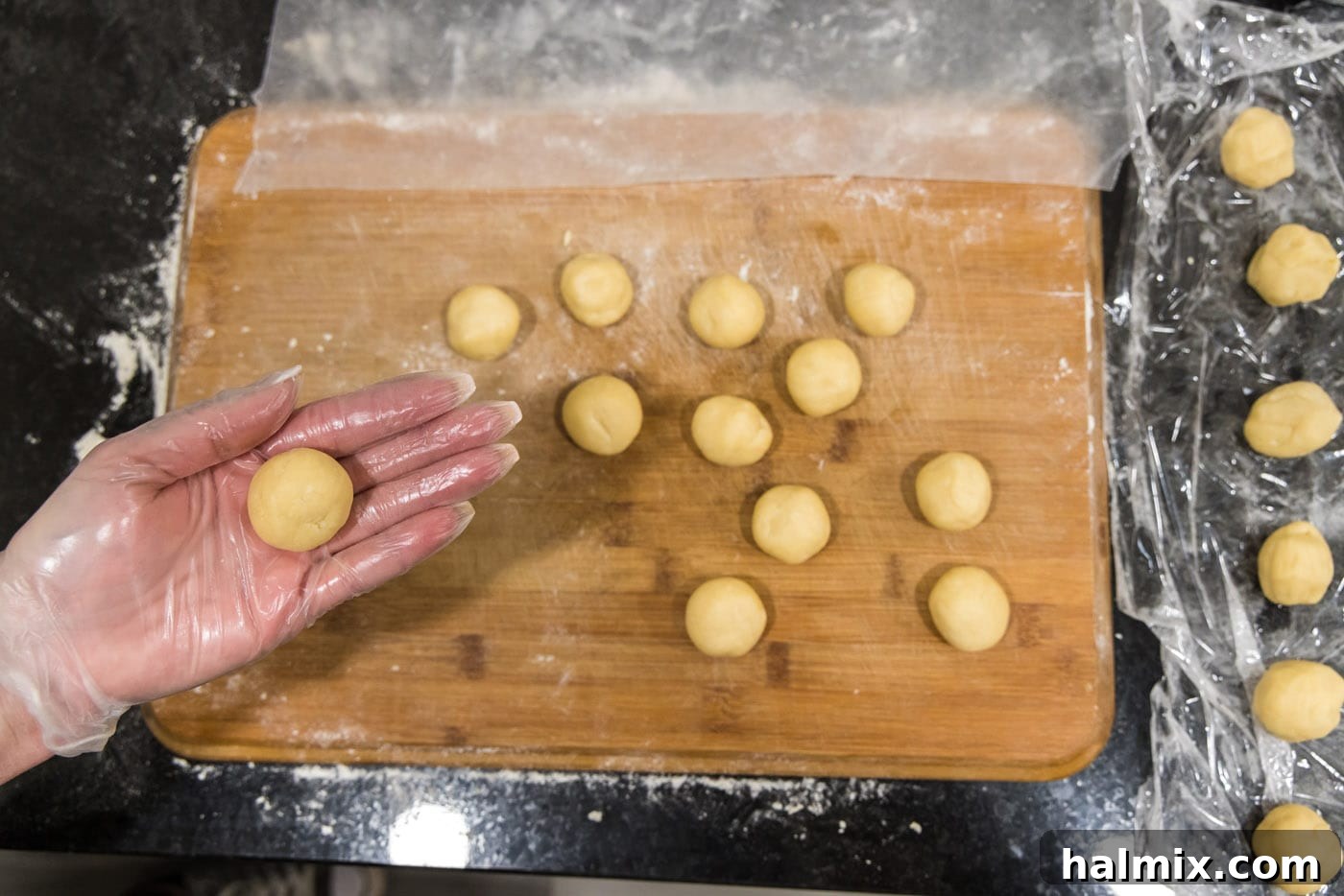 Decadent Mini French Silk Treats 9 rolling dough into small balls