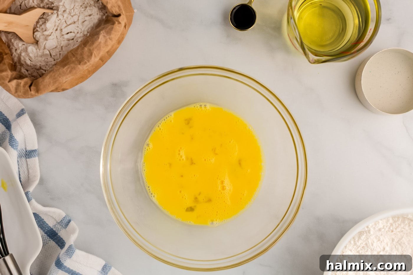 Golden Carnival Whirl 6 Whisked eggs in a bowl