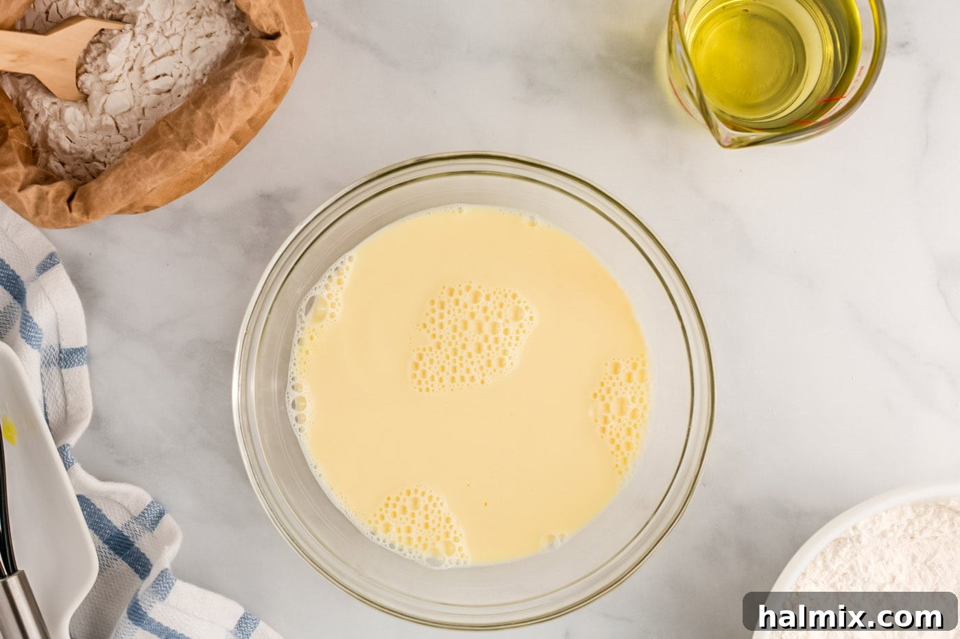 Golden Carnival Whirl 8 Funnel cake wet ingredients prepared