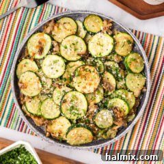 Overhead photo of a bowl of Sautéed Zucchini