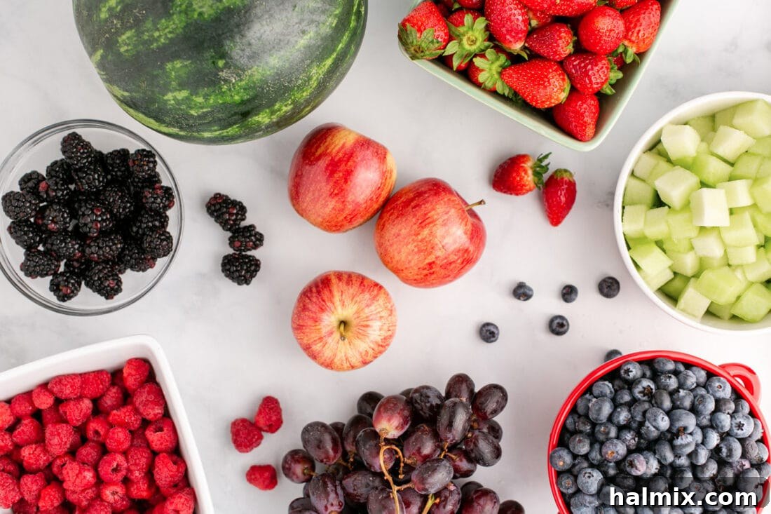 Ingredients for Red White & Blue Fruit Salad