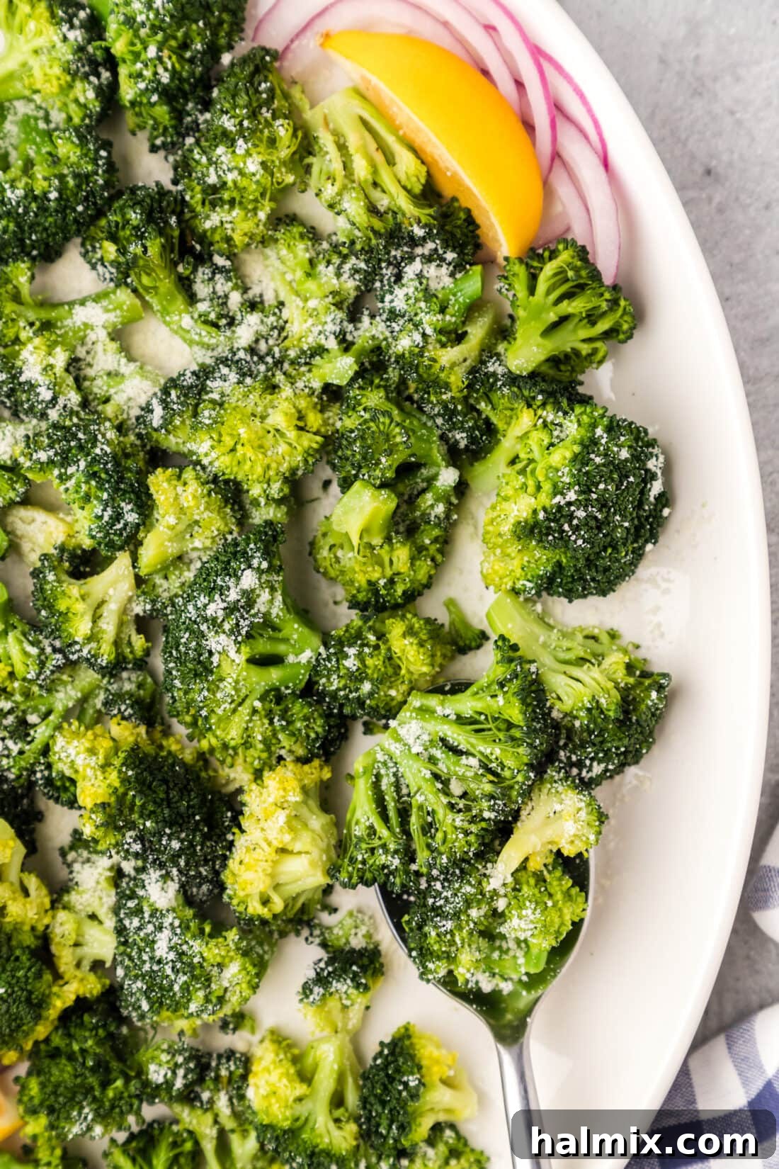 Flawless Instant Pot Broccoli 2 Close up photo of Instant Pot Broccoli on a platter