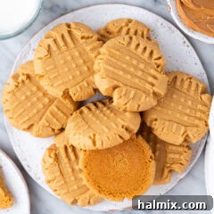 Close up overhead photo of Peanut Butter Cake Mix Cookies