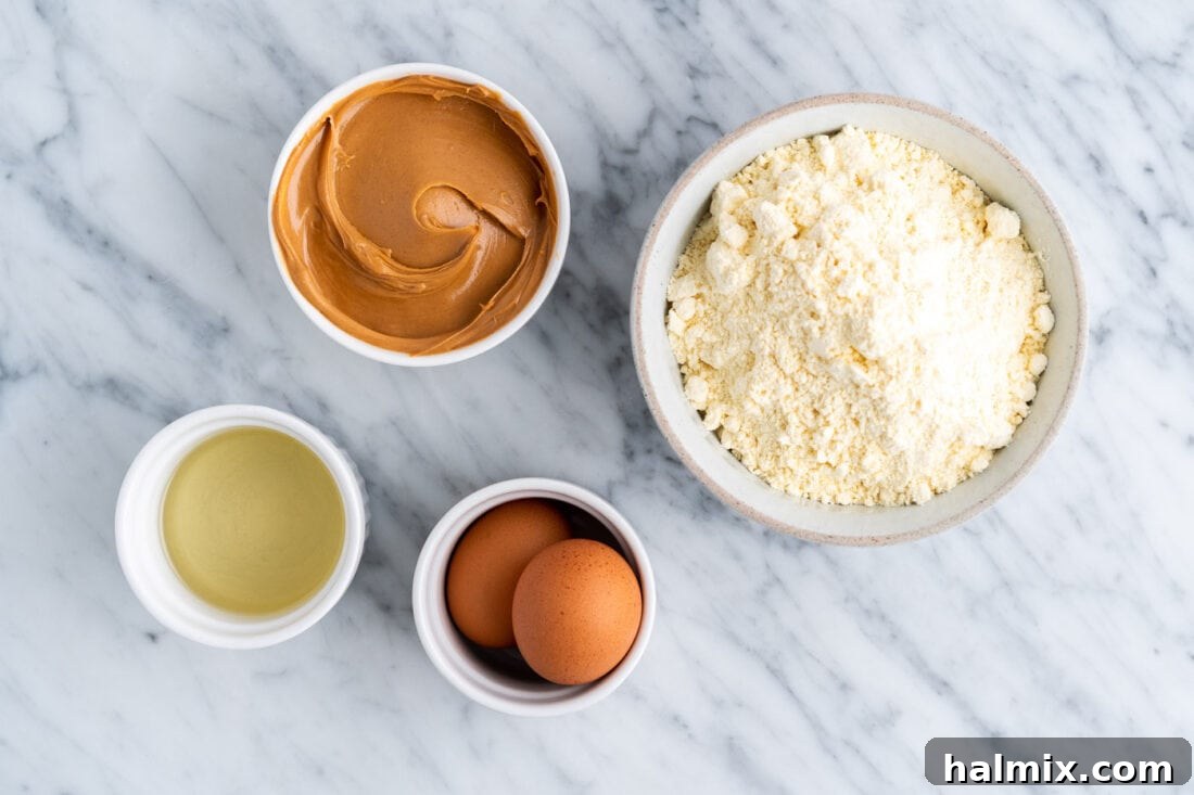 Ingredients for Peanut Butter Cake Mix Cookies