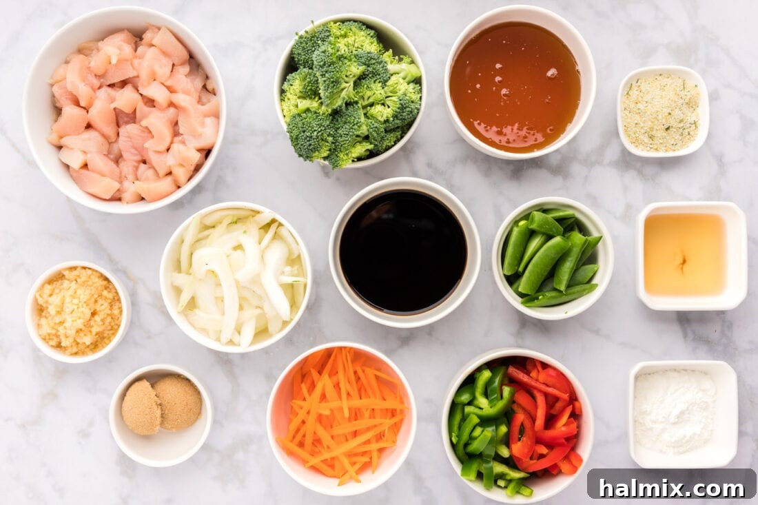 Ingredients for Honey Garlic Chicken Stir Fry