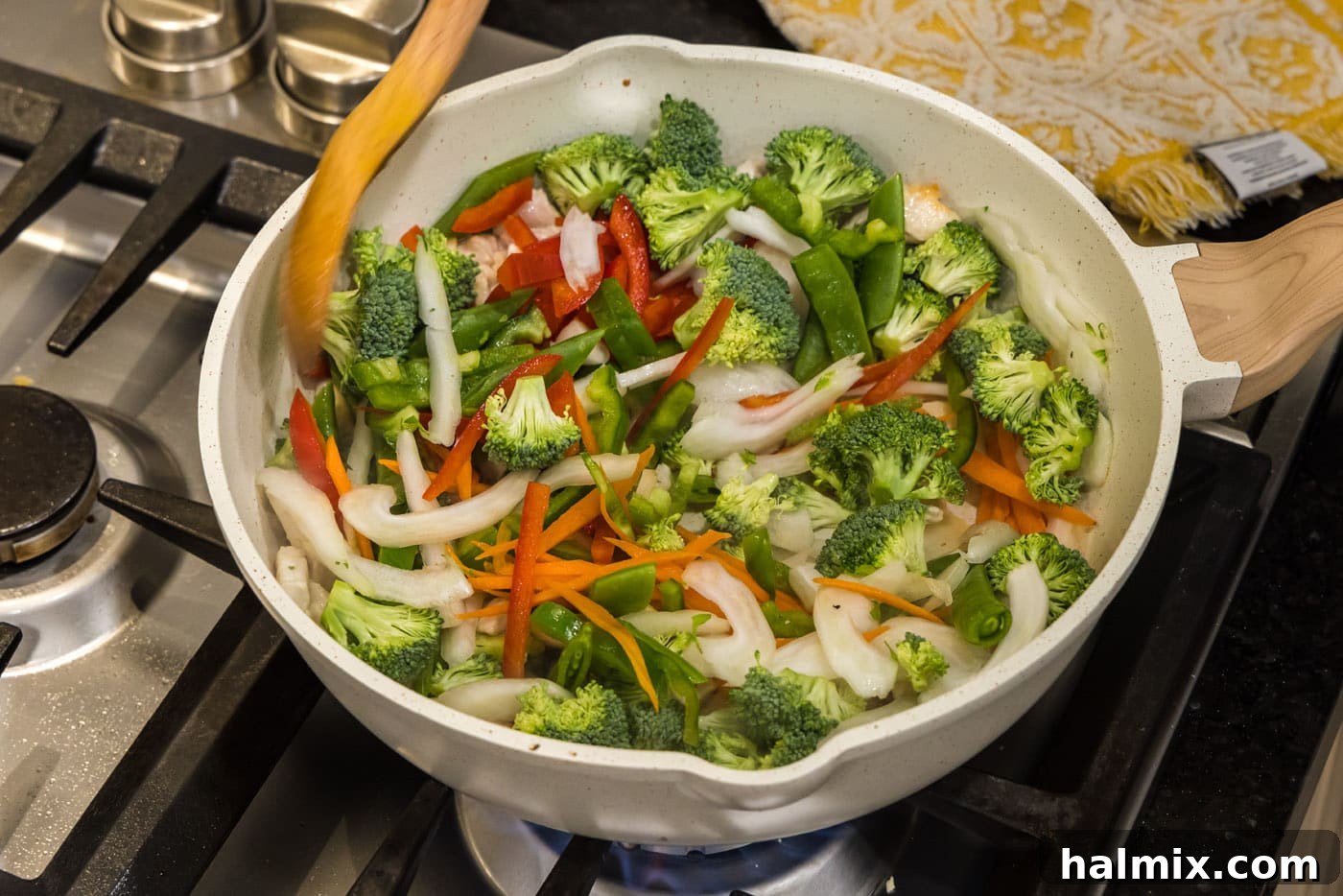 stir fry vegetables in a skillet