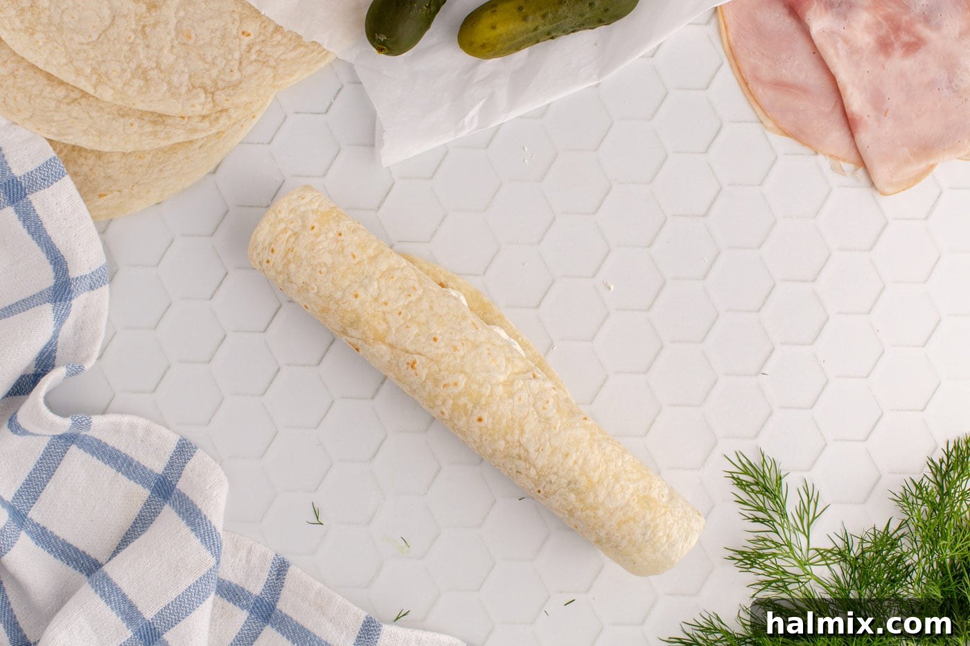 dill pickle roll up in a tortilla