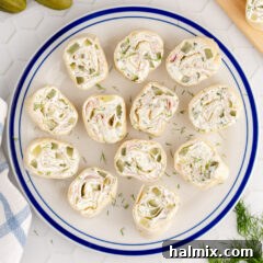 Dill Pickle Pinwheels on a plate