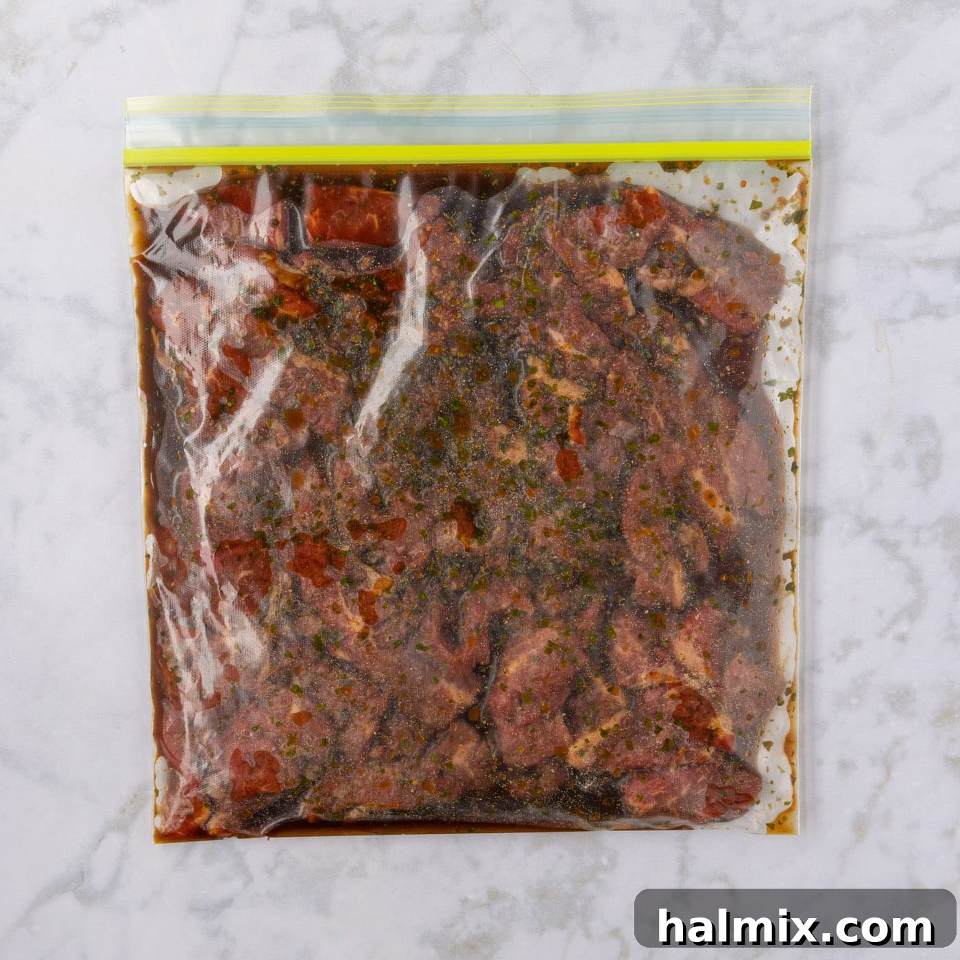 marinating flank steak strips