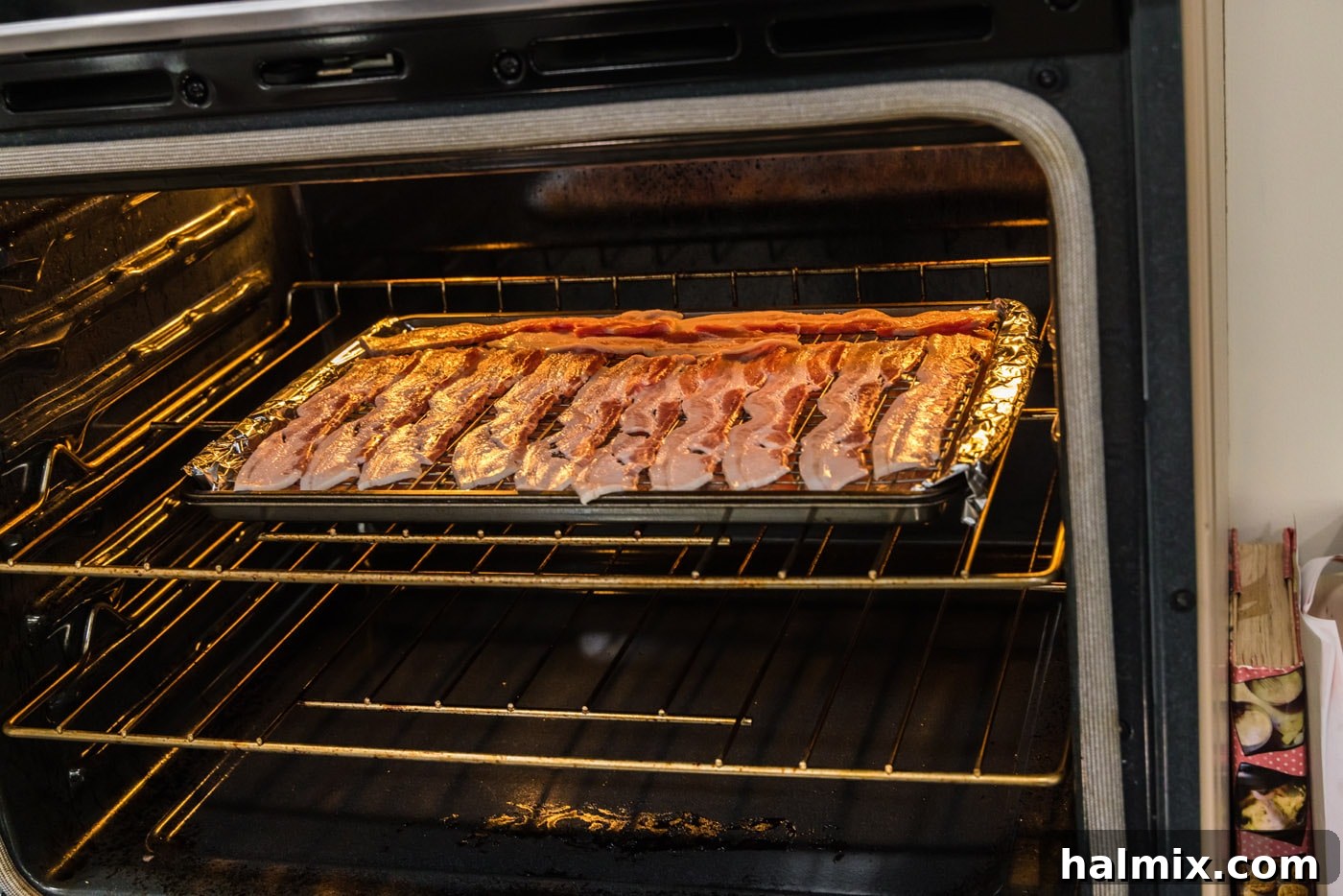 The Ultimate Surf and Turf Appetizer 6 cooking bacon in the oven
