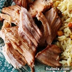 A close up photo of slow cooker oriental pork roast.