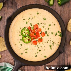 Queso Dip in a skillet